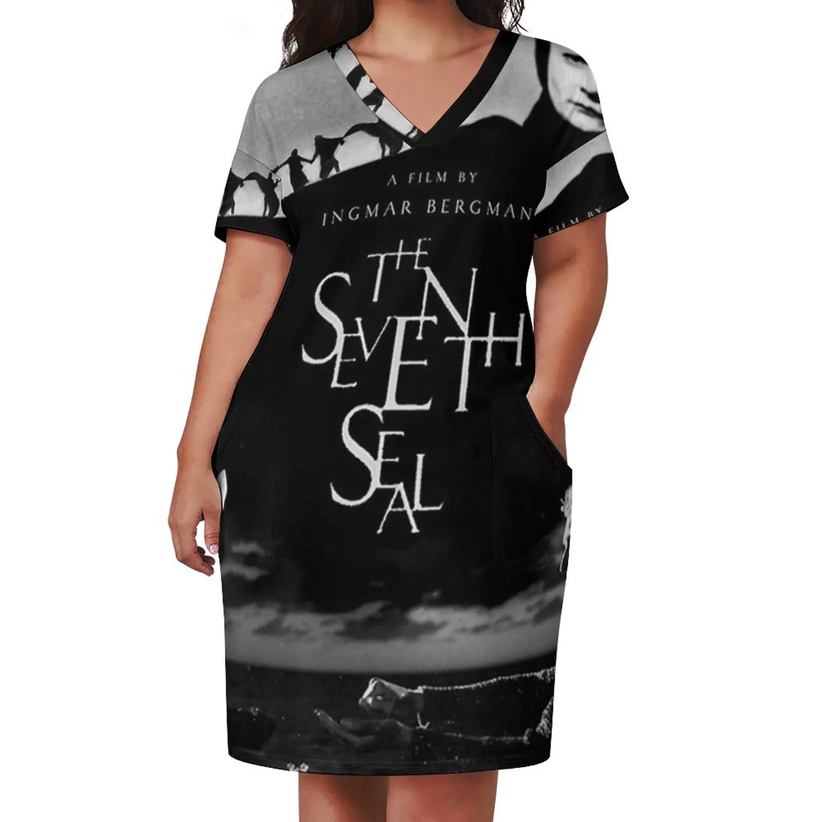 The Seventh Seal vintage Loose Pocket Dress Dress vintage Woman's evening dress