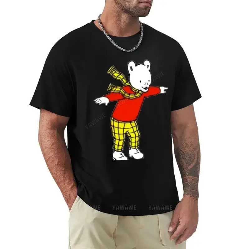 men cotton top tees mens t-shirt Rupert bear T-Shirt o-neck t-shirt cat shirts sweat shirts