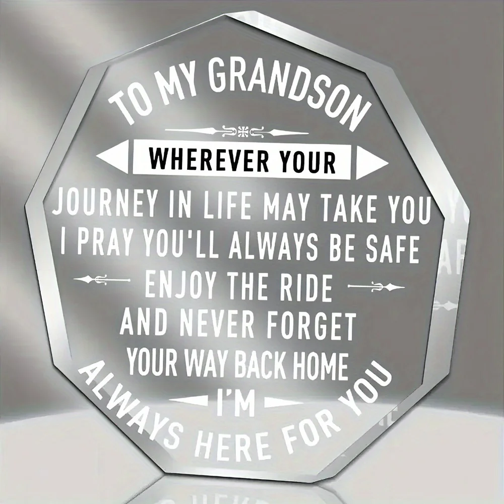 2D flat, acrylic tabletop decoration - a souvenir from grandfather to grandson, suitable for home, office, bookshelf, gift