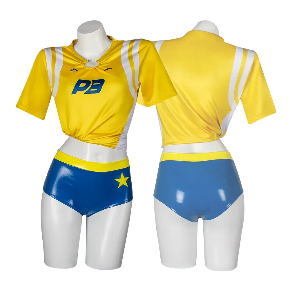 Football Cheerleader Cosplay High School Women Crop Top Shiny High Cut Shorts Stage Performance Bar Club Halloween Cosplay - view 2
