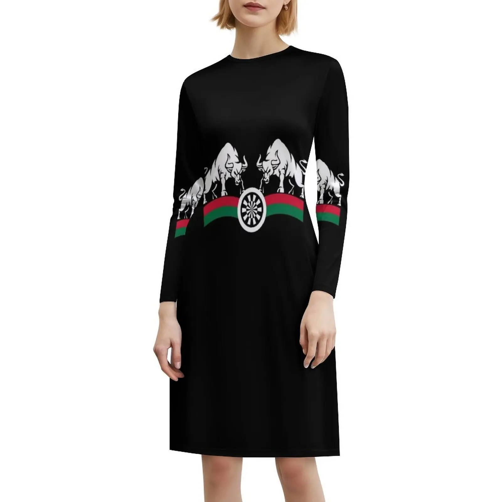 تصميم Double Bullseye Dart - فستان بوهيمي عتيق من Two Bulls In Action بأكمام منتفخة أو خيارات بدون أكمام لفستان النساء #6