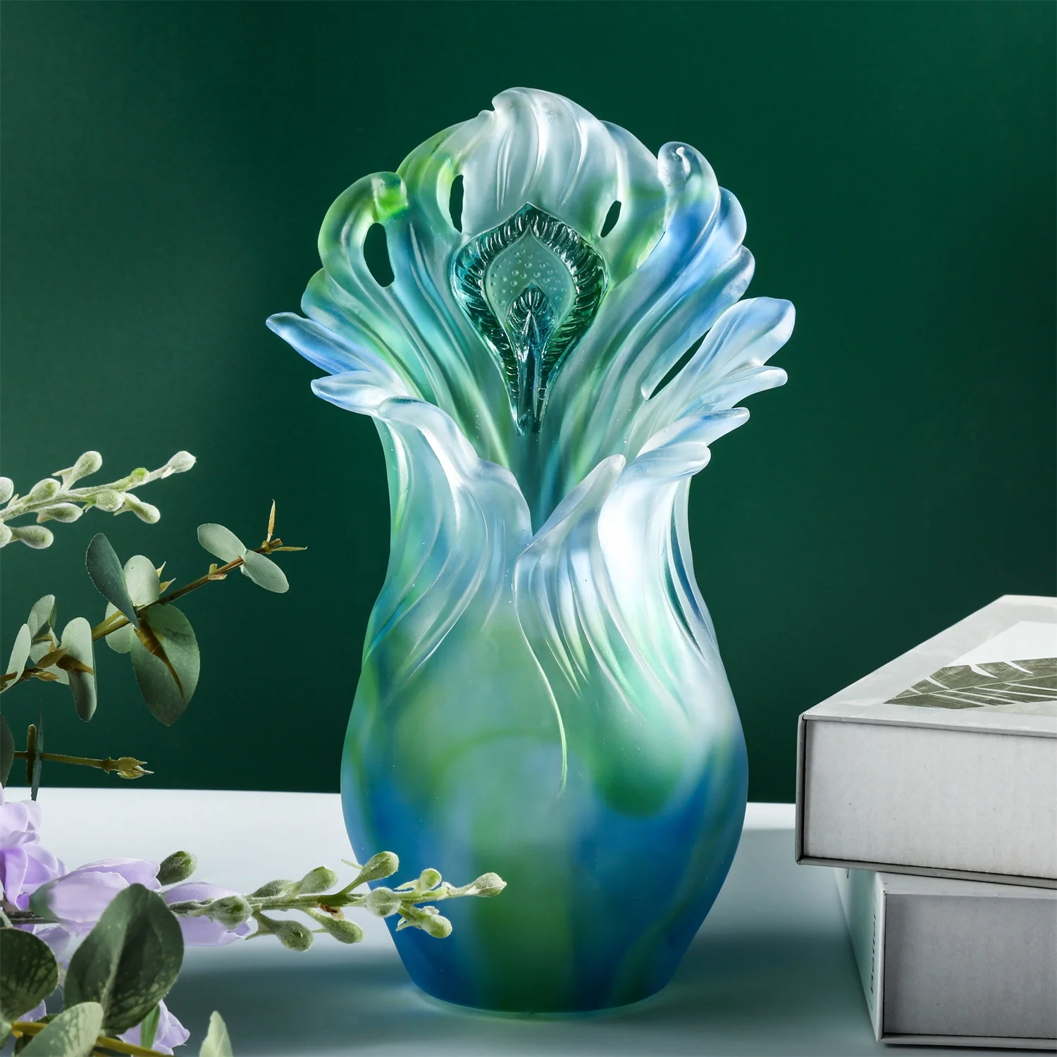 %W# 2022 Beautiful Design Colorful Crystal Glass Flower Vase Unique Shape Vase