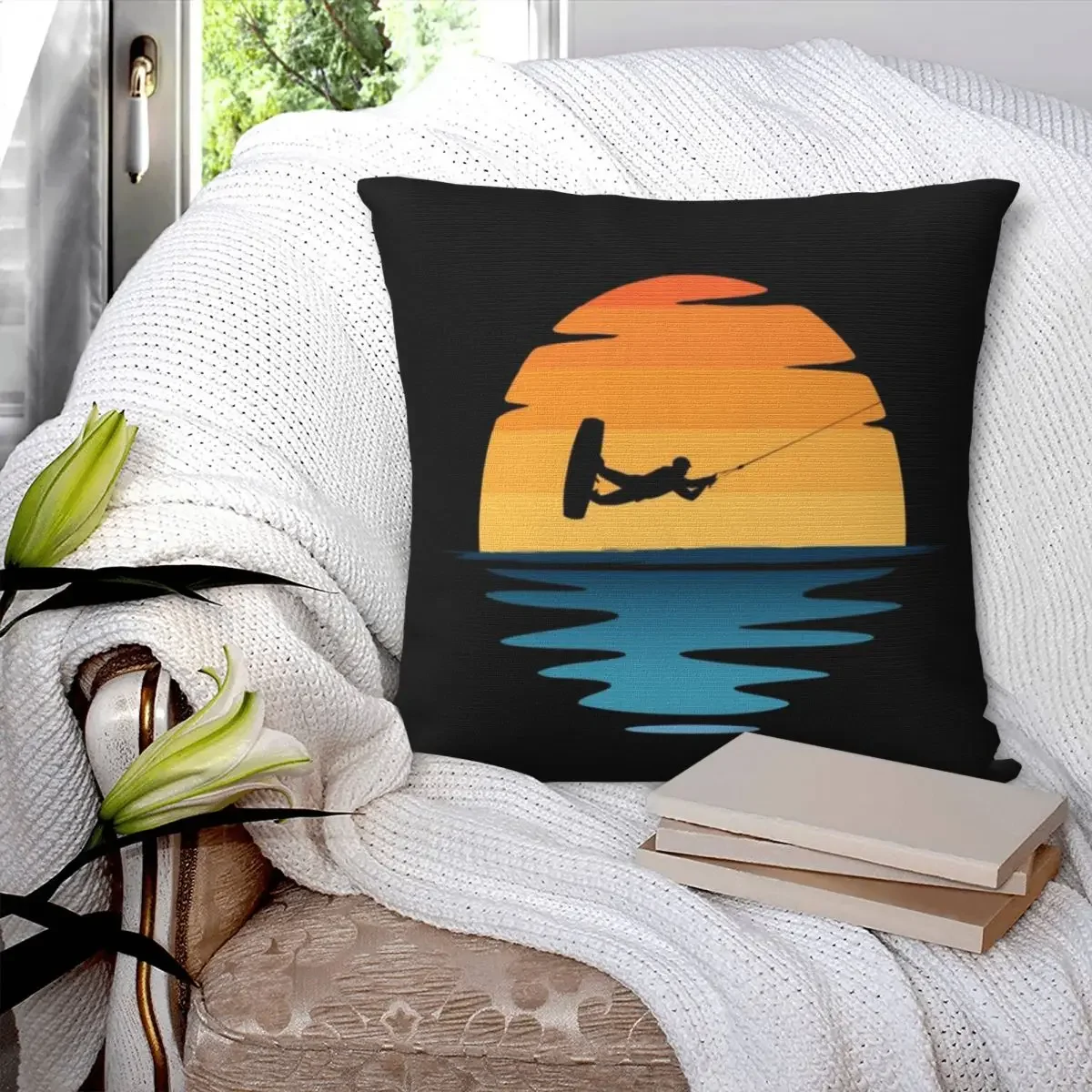 Wakeboarding Sunset Pillowcase Polyester Pillows Cover Cushion Comfort Throw Pillow Sofa Decorative Cushions Used for Home Sofa