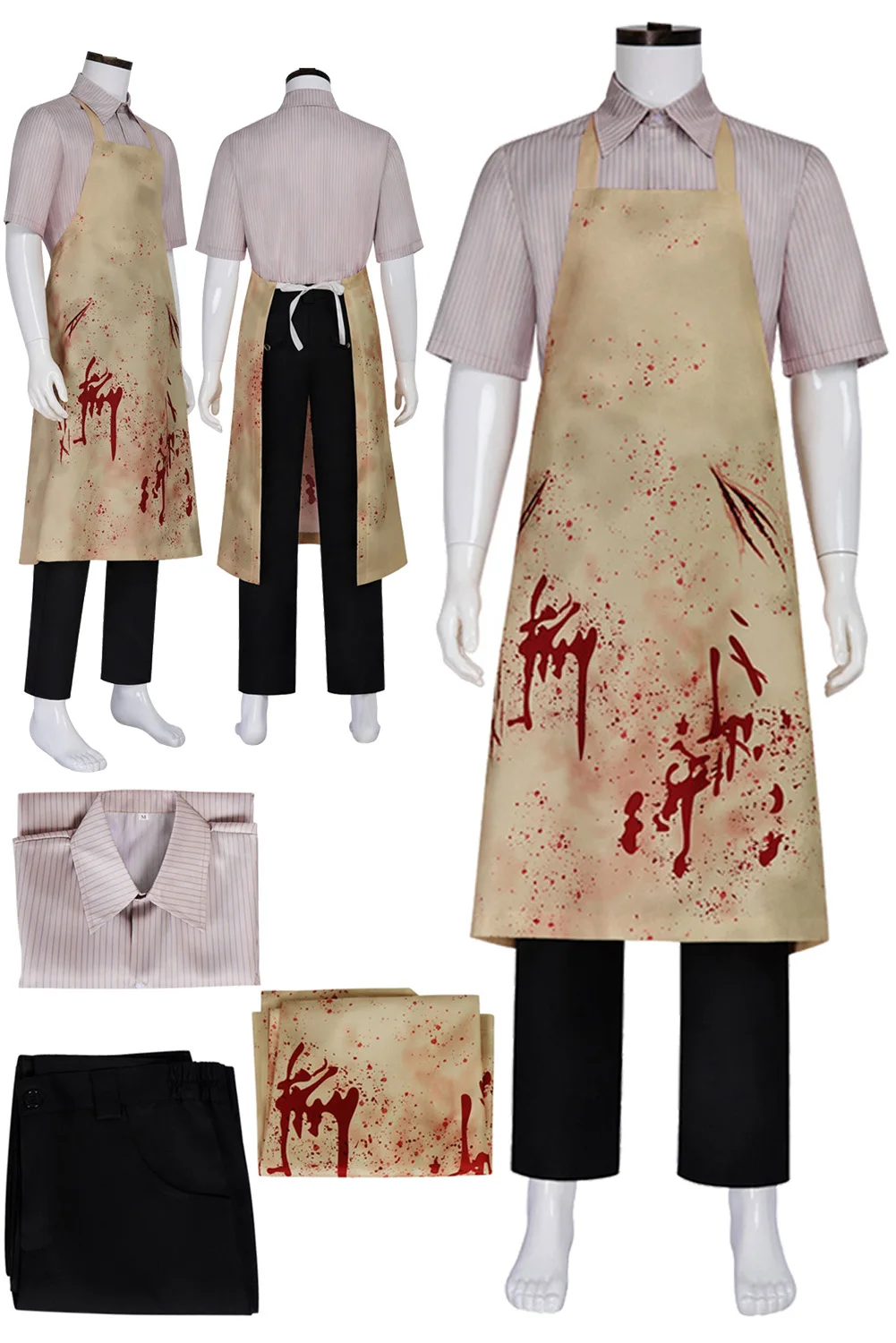 Fantasia Scary Butcher Cosplay Blooded Printed Clothing Horror Stage Disfraz Costume Men Fantasy Halloween Carnival Party Cloth