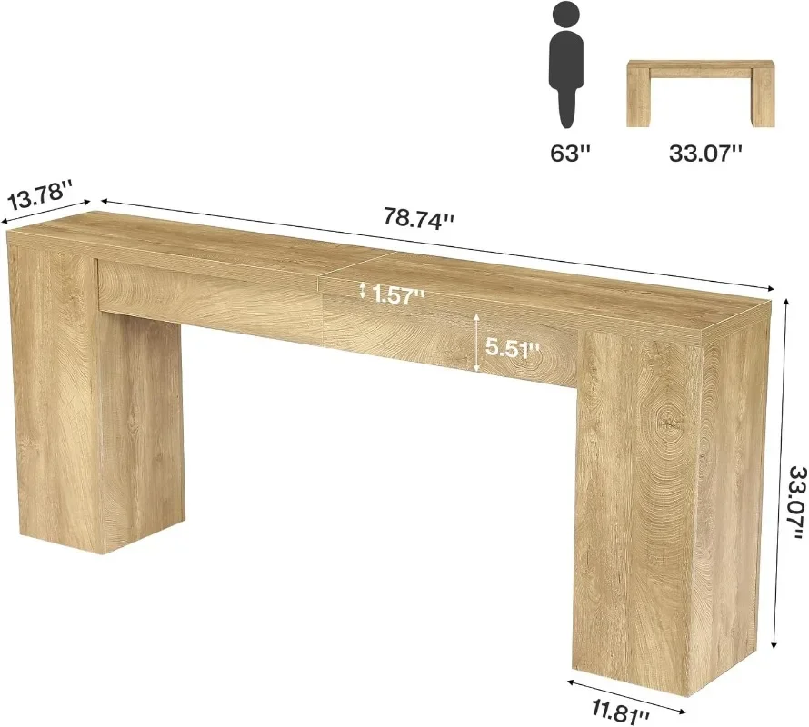 Tribesigns 78.7-Inch Extra Long Console Table for Entryway, Narrow Sofa Table Behind Couch for Living Room,  Entrance view 2