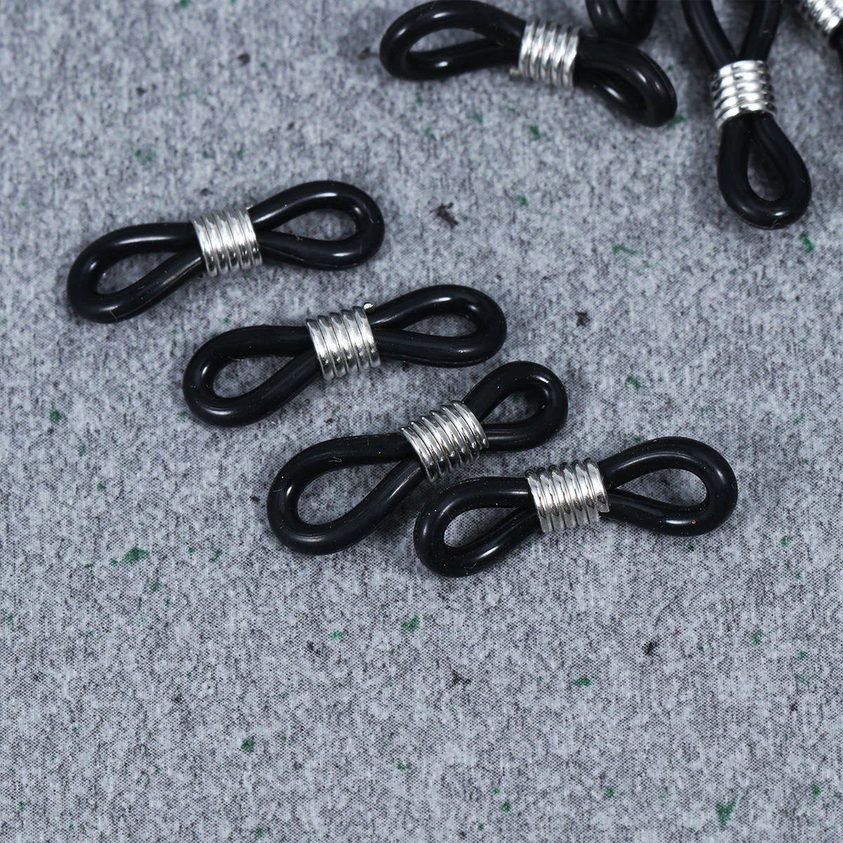 

100Pcs Silicone Eyeglass Ring for Chain Adjustable Non Slip Spring Buckle Eyeglasses Chain Fixing Holder Durable Black Glasses
