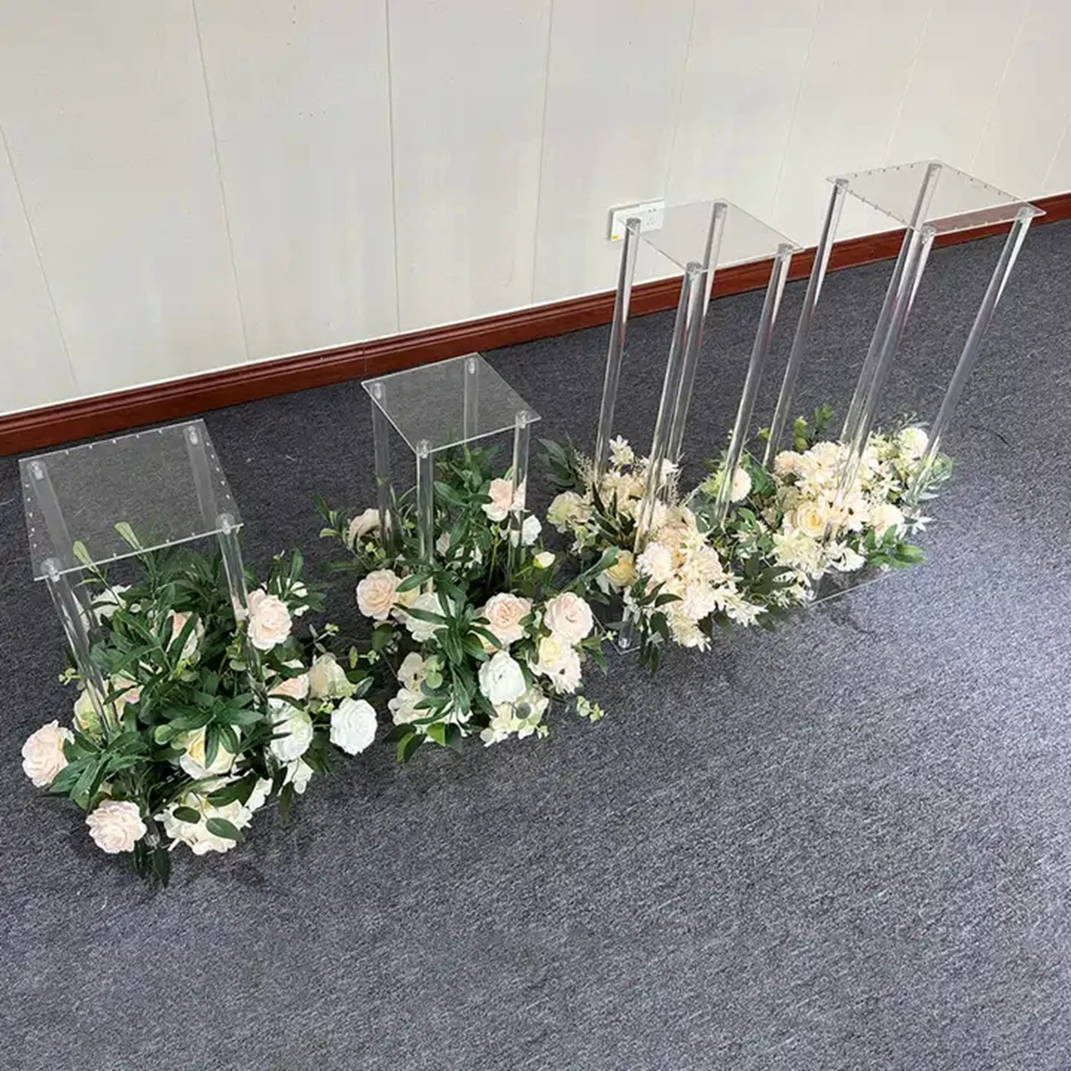 2pcs/4pcs/8pcs/10pcs 12pcs) square shape clear acrylic flower stand centerpieces for wedding table 279