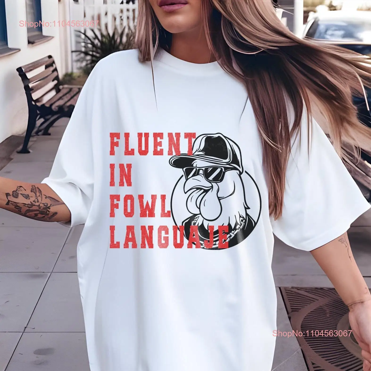 Fluent in fowl languaje shirt oversized meme t Funny Fun retro Sarcastic Cute Trashy gift long or short sleeves