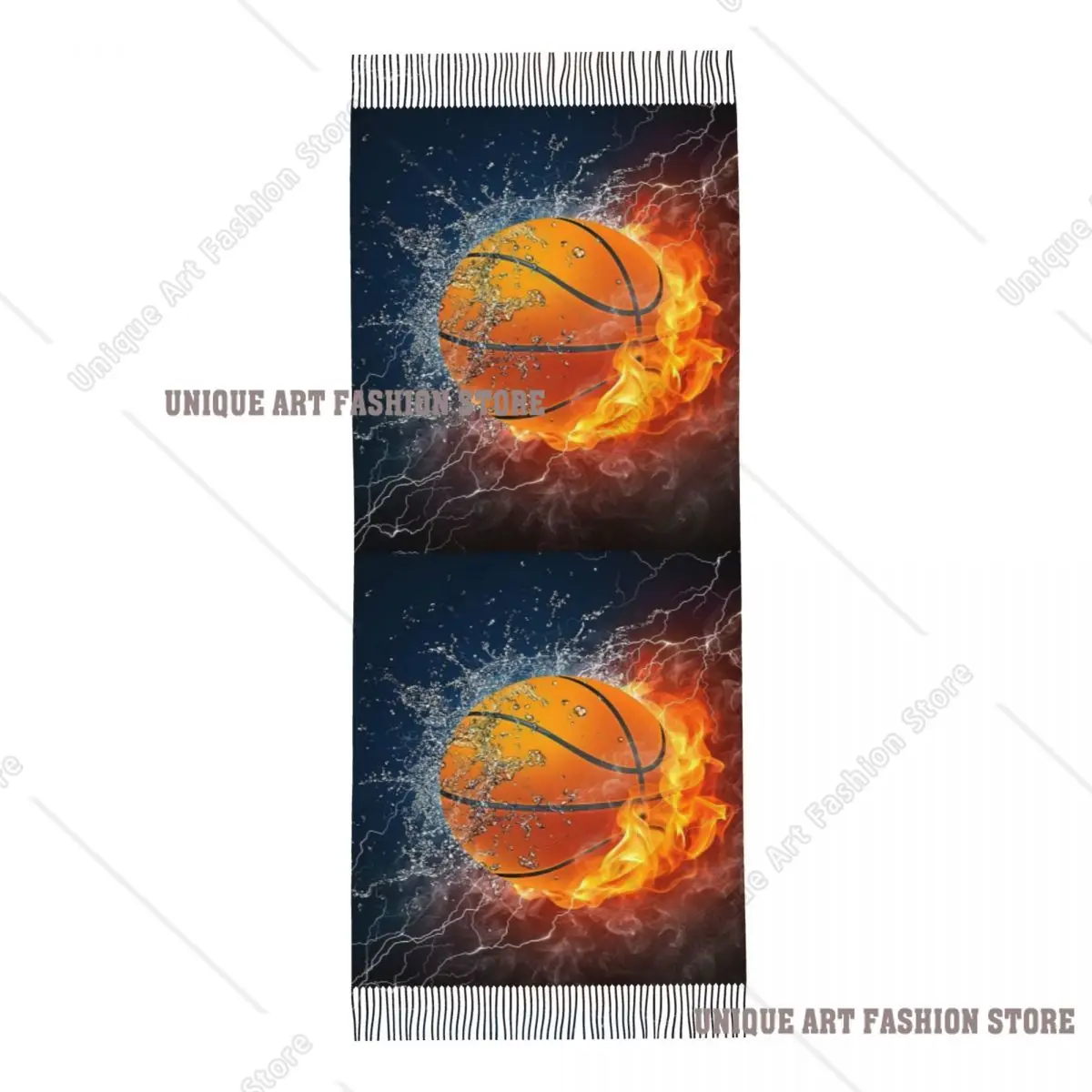 カスタマイズファッションバスケットボールアイスアンドファイアタッセルスカーフ女性冬秋暖かいショールラップレディーススポーツプレーヤースカーフ