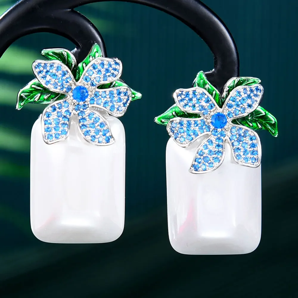 

Kellybola New Luxury Romantic Square Pearl Earrings For Women Wedding Cubic Zircon Crystal CZ Bridal Earring Fashion Jewelry