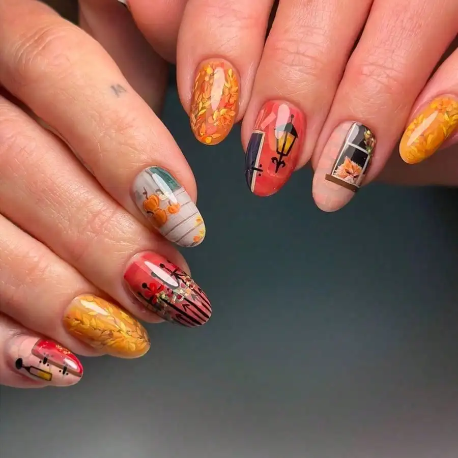 

24PCS Short Oval Autumn Winter Press On Nails Glossy Strong Adhesion Reusable Fake Nails For Women Beginners Daily Wear