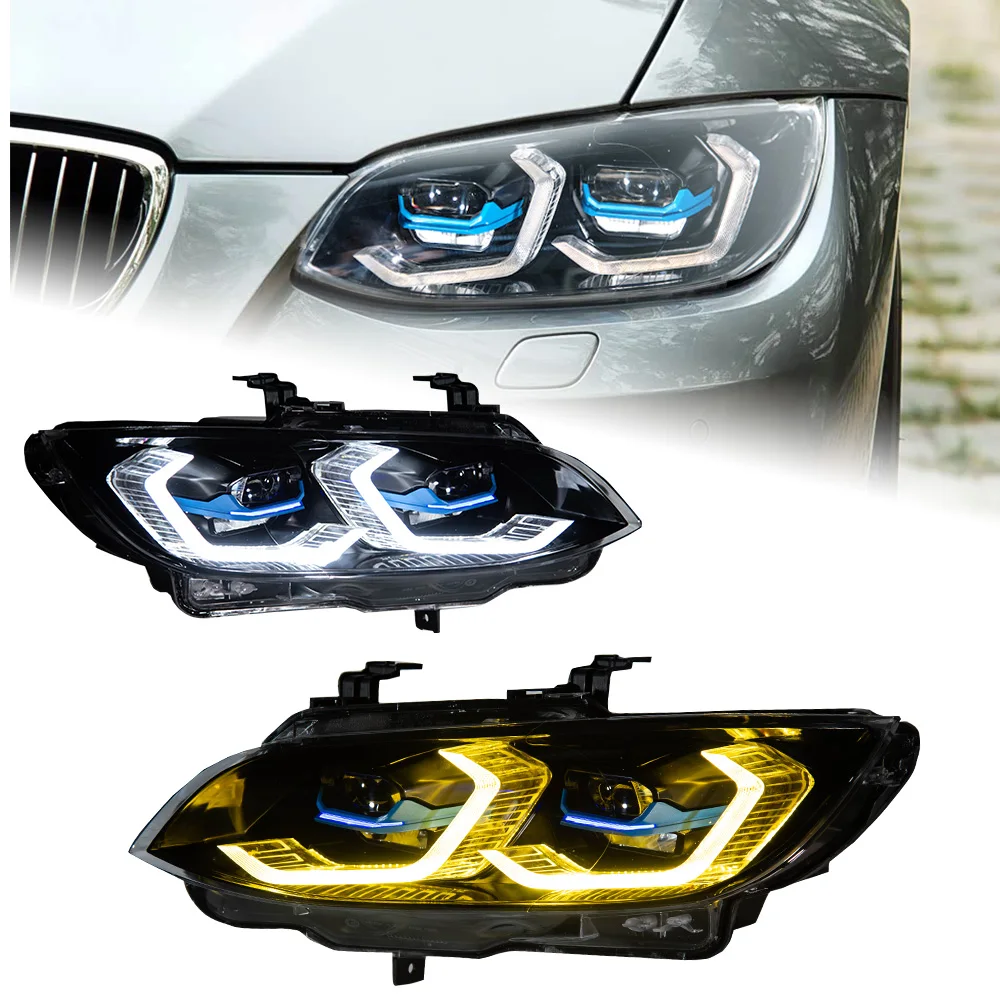 AKD 2 PCS For BMW M3 E92 330i 335i M3 2006-2013 E93 LED Auto Headlight Assembly Upgrade R-Line Style Design Tool Accessories