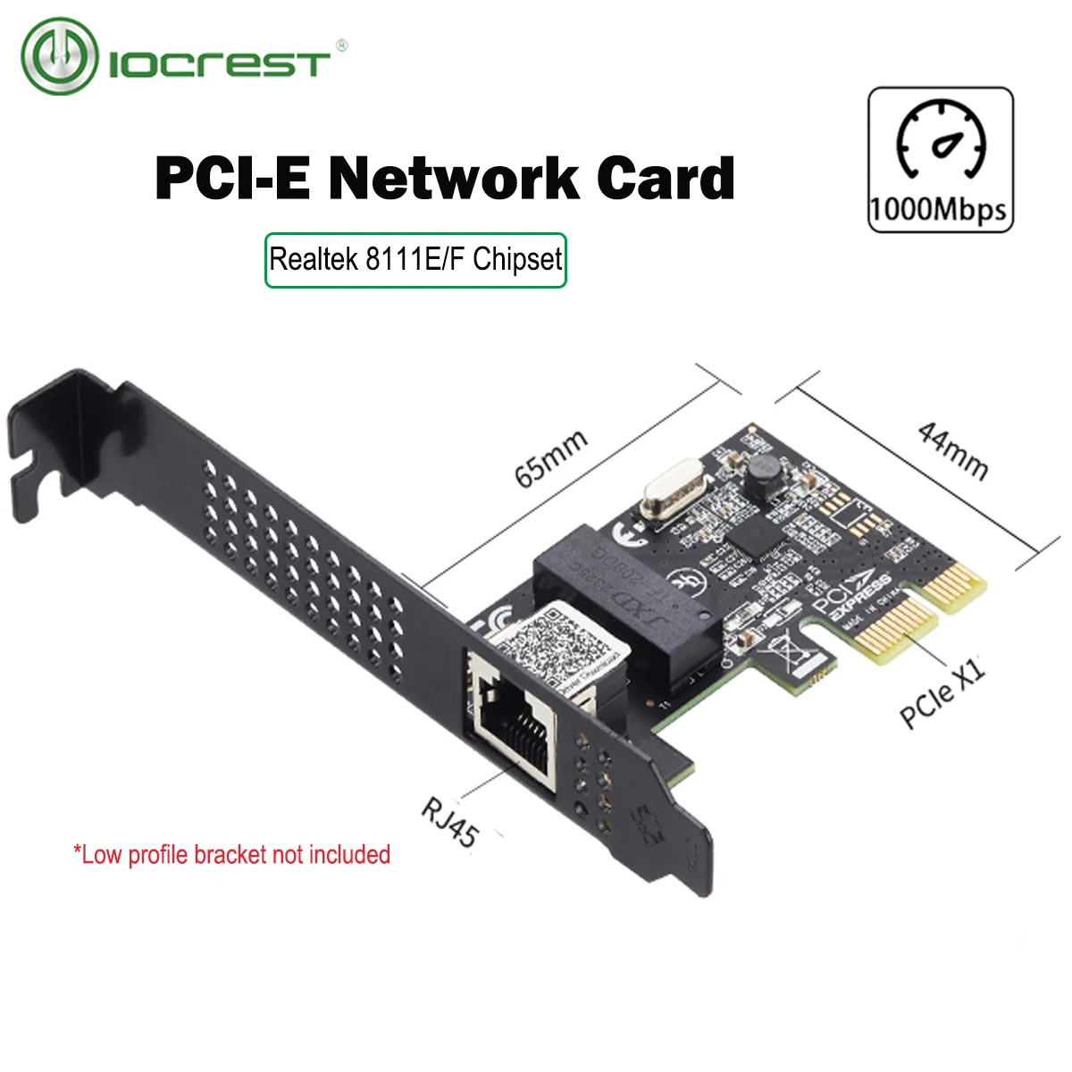 IOCREST Single Port Gigabit Ethernet Realtek Chip PCI Express Lan Controller Card RTL8111H PCIe Network Adapter with RJ45 NIC