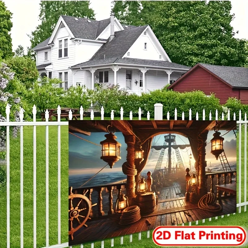 Pirate Ship Deck Tapestry Nautical AdventureTheme Wall Hanging for BoysRoom Playroom OceanExploration Maritime HistoryEnthusiast