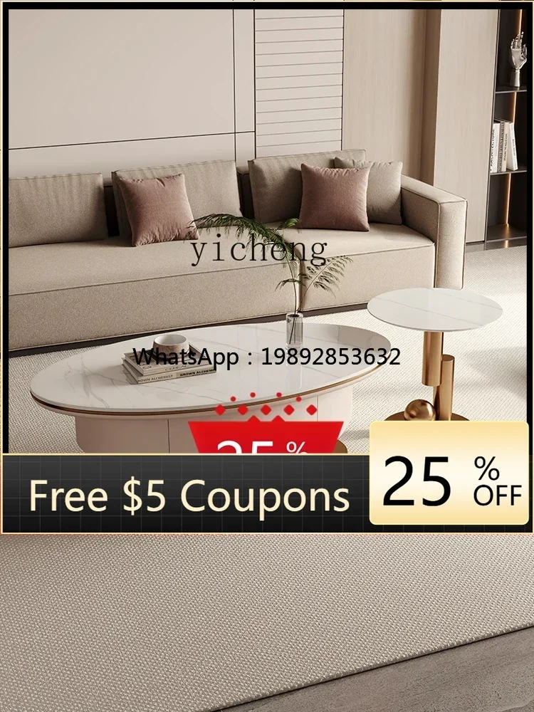 Rock Plate Coffee Table Living Room Designer Modern Minimalist Household Small Apartment Oval Coffee Table