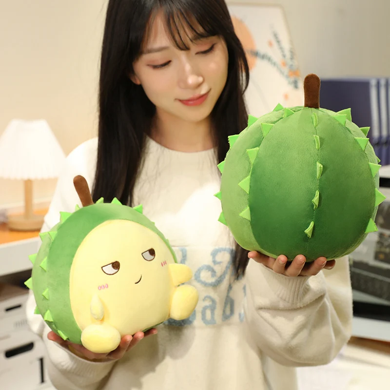 新しい楽しいドリアン人形かわいい球状ドリアンぬいぐるみ柔らかい詰め物入りドリアンフルーツ枕装飾ソファクッション誕生日プレゼント