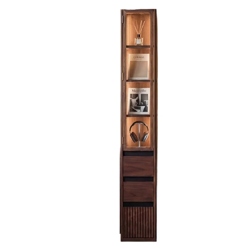 North American Black Walnut Narrow Slot Cabinet Side Cabinet Household Multifunctional Storage Cabinet Living Room Wall