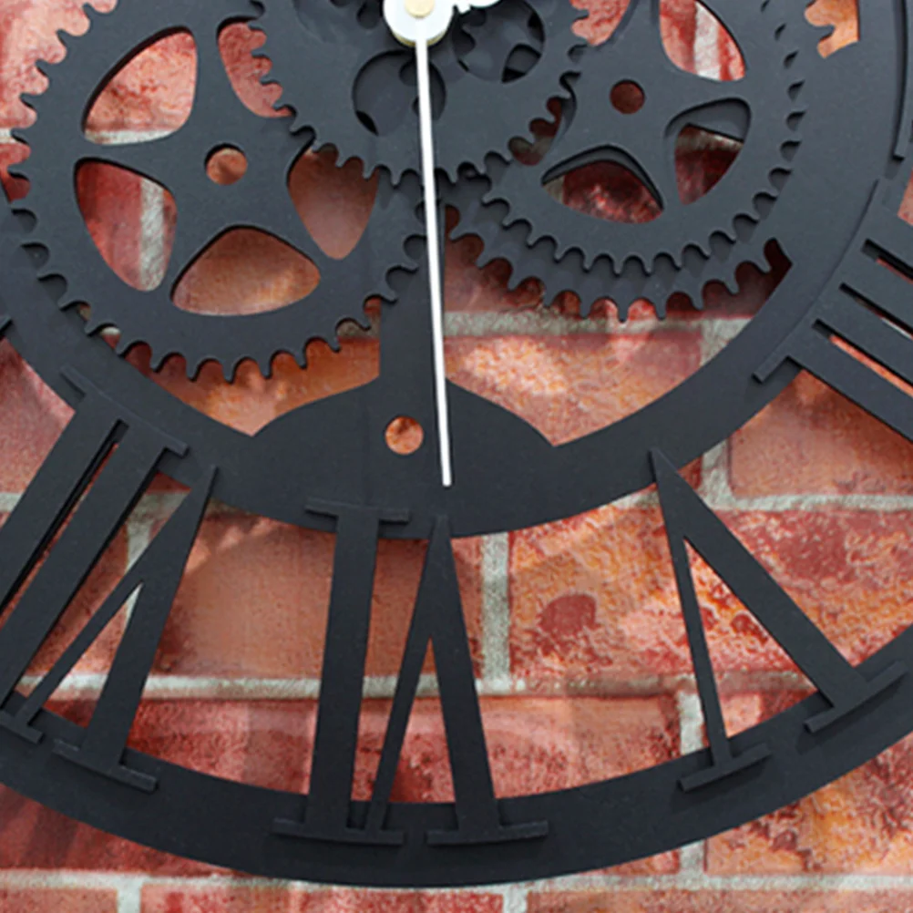 

Decorative Wall Clock Vintage Clocks for Living Room Large Fashion Black Gear