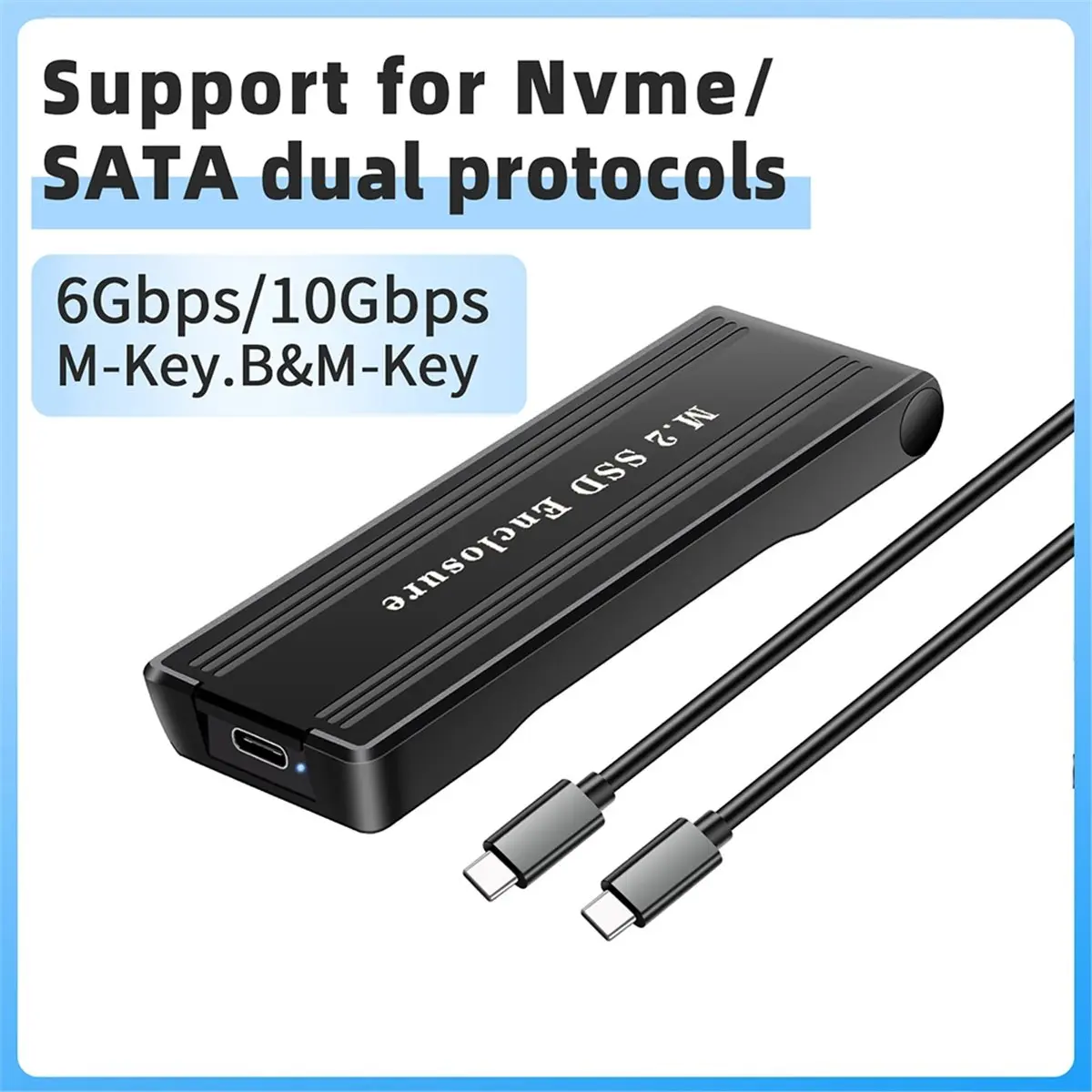 OKgood New Flip M2 Solid State Drive Box NVME Dual Protocol SATA Notebook SSD Mobile Hard Drive Box Type-C