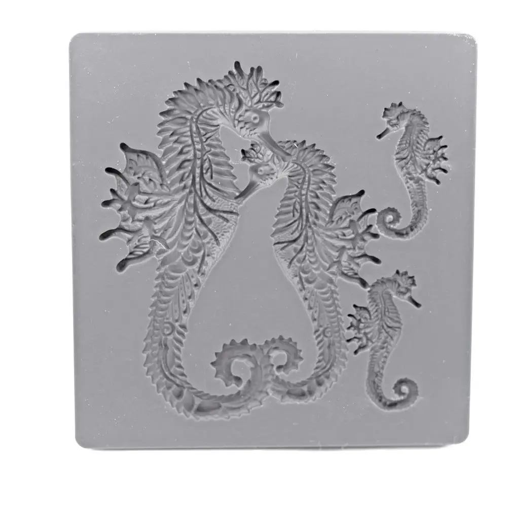 Seahorse Silicone Mold Fondant Chocolate Gumpaste Candy Oceans Organism Decor Cake Topper SugarCraft  Mould DIY Clay Resin