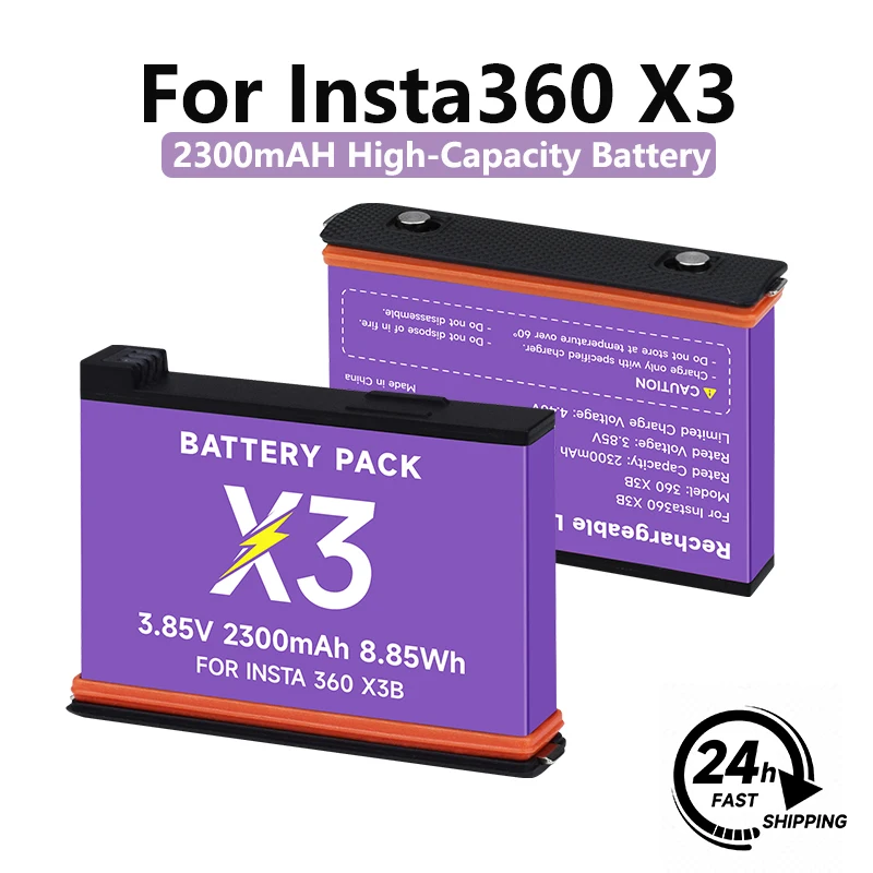 New 2300mAh High Capacity Battery For Insta360 X3 Rechargeable Camera Battery For Insta 360 X 3 Action Camera Accessories
