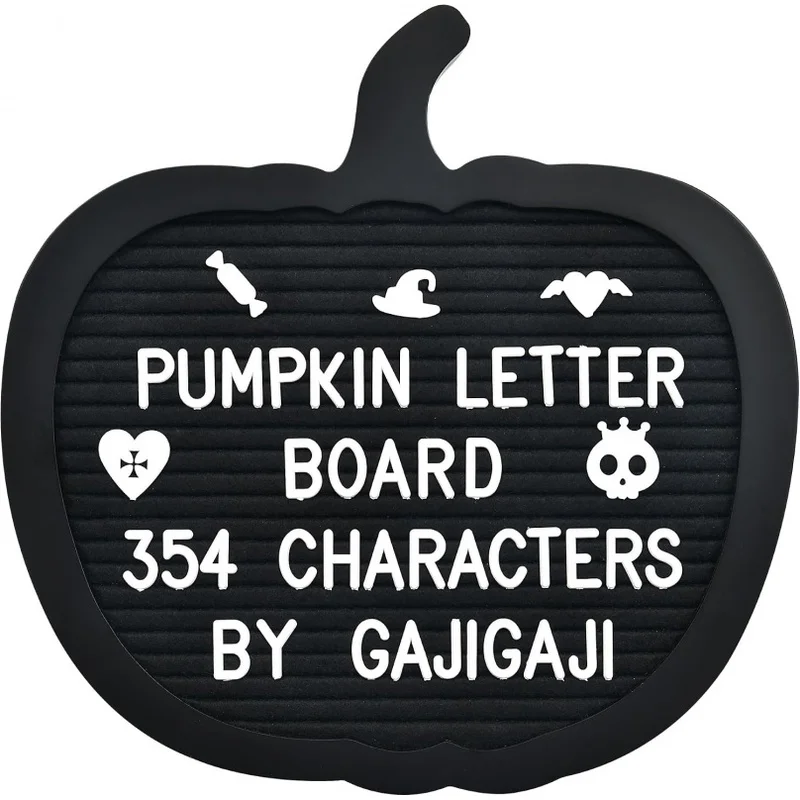Black & Orange Pumpkin Shaped Letter Board, Halloween DIY Custom Message Sign, Fall Harvest Thanksgiving Home Party Wall Decor