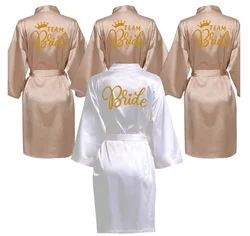 Women Team Bride Robe Wedding Gift Bathrobe Kimono Satin Robes Bridesmaid Bathrobe SP022