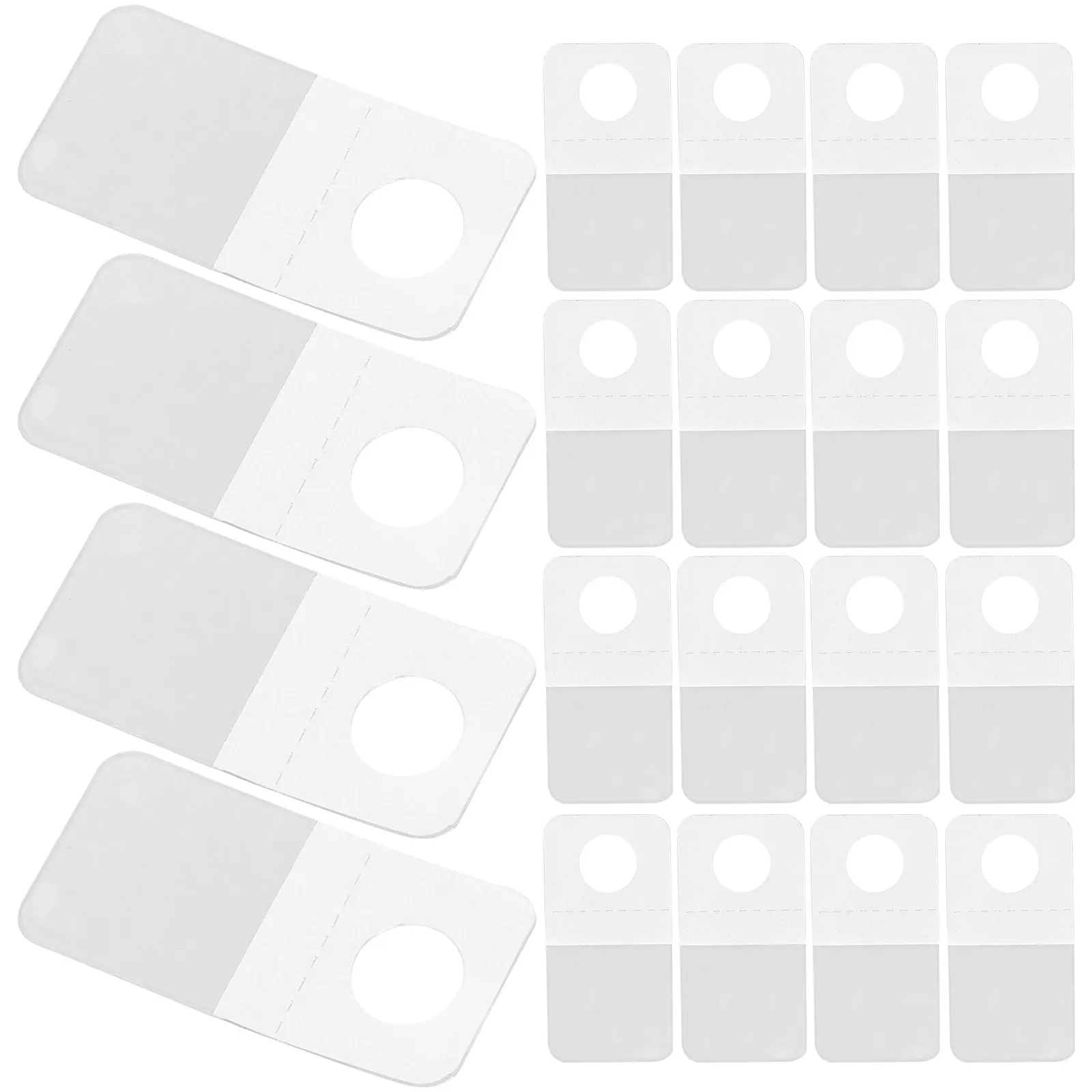 200Pcs PVC Hooks Clear Adhesive Hanging Tabs Round Hole Design for Retail Display Office Home Boutique Store Pegboard Display