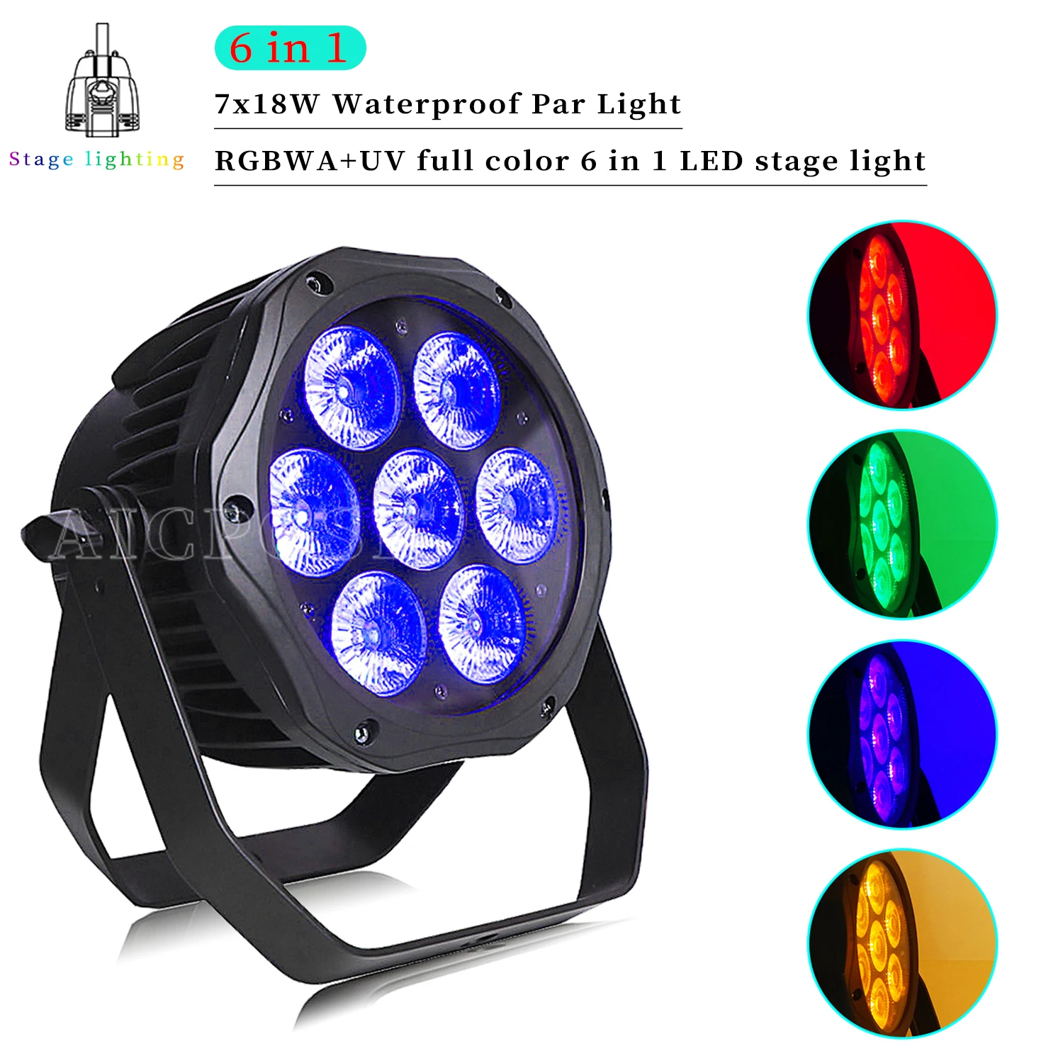 

Waterproof 7x18W RGBWA UV 6 in 1 LED Par Light IP65 Outdoor Stage Light DMX Controlled Stage Lighting DJ Disco Light