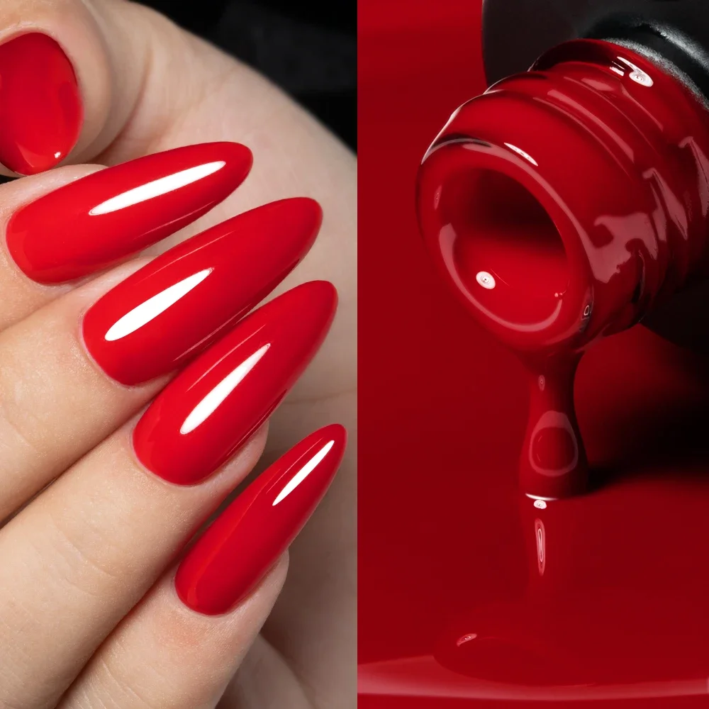 YOKEFELLOW Red Gel Nail Polish 3Pcs 10ml Red Color Gel Polish Soak Off LED Red Nail Polish Gel Manicure DIY Salon Nail Art Gifts