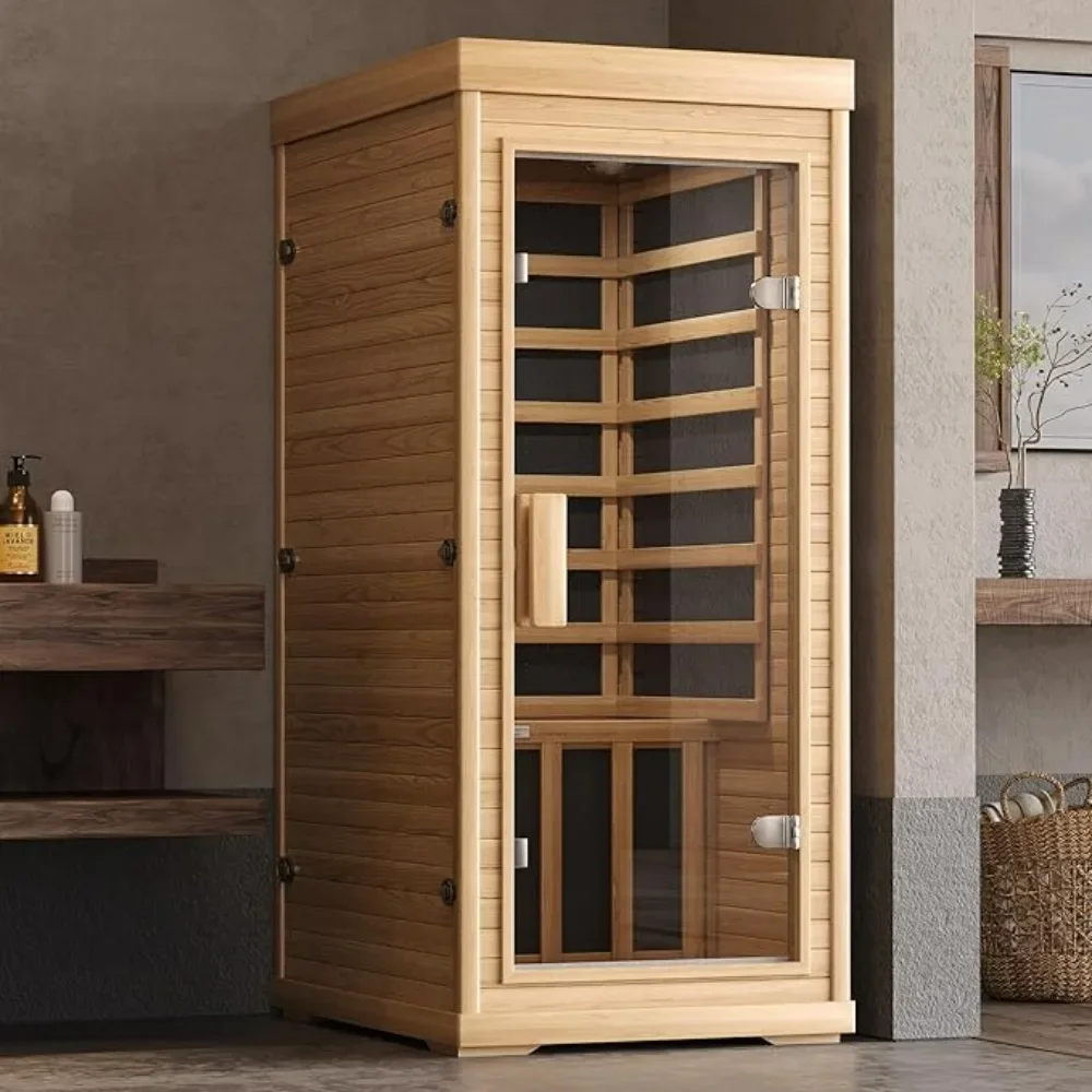 

Infrared Home Sauna Room Hemlock Wooden Indoor Dry Sauna, Low EMF 1150W/110V Heaters Panels, LCD Control Panel, Sauna