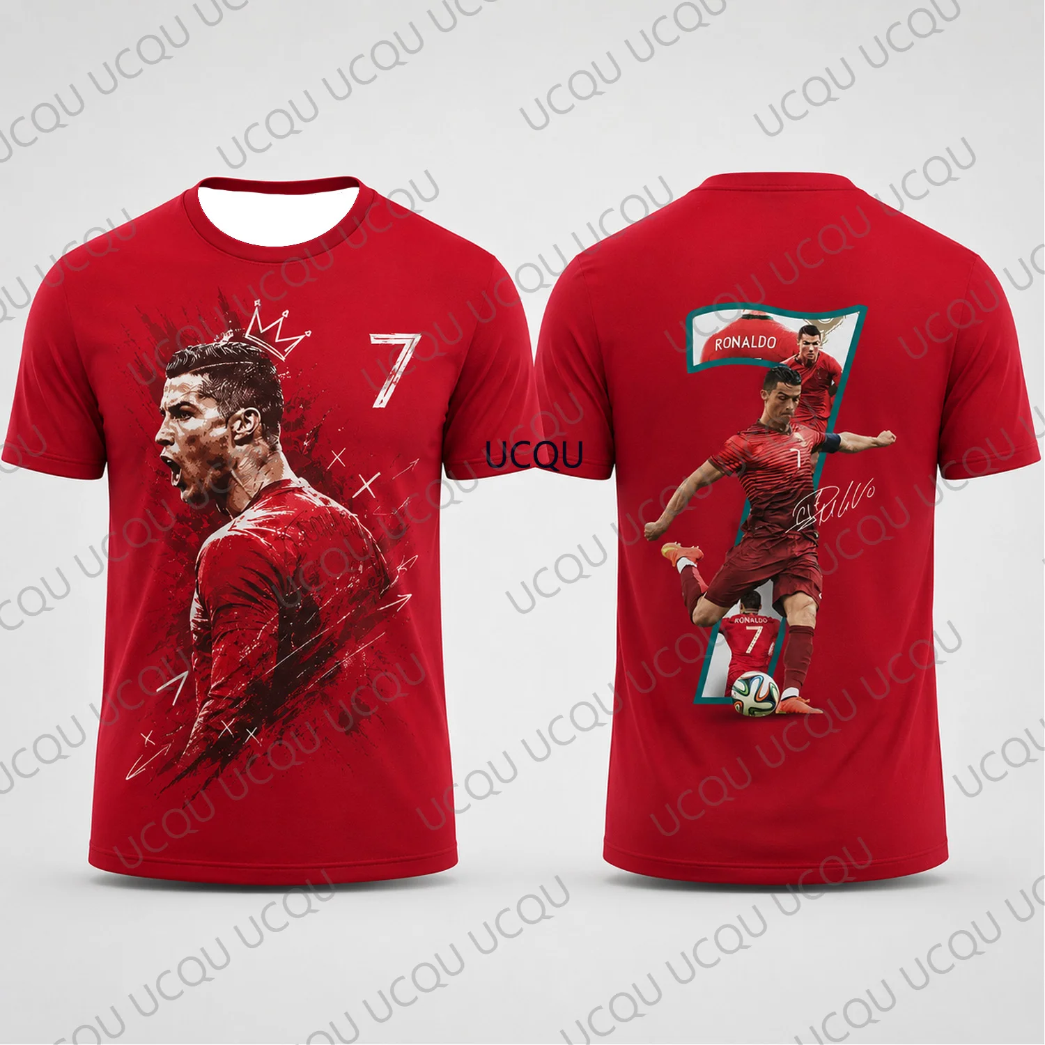 2026 New Summer Ronaldo 7 Red Graffiti Soccer Jersey AI Design Football Fan Shirt Men Women Summer Sports Kit