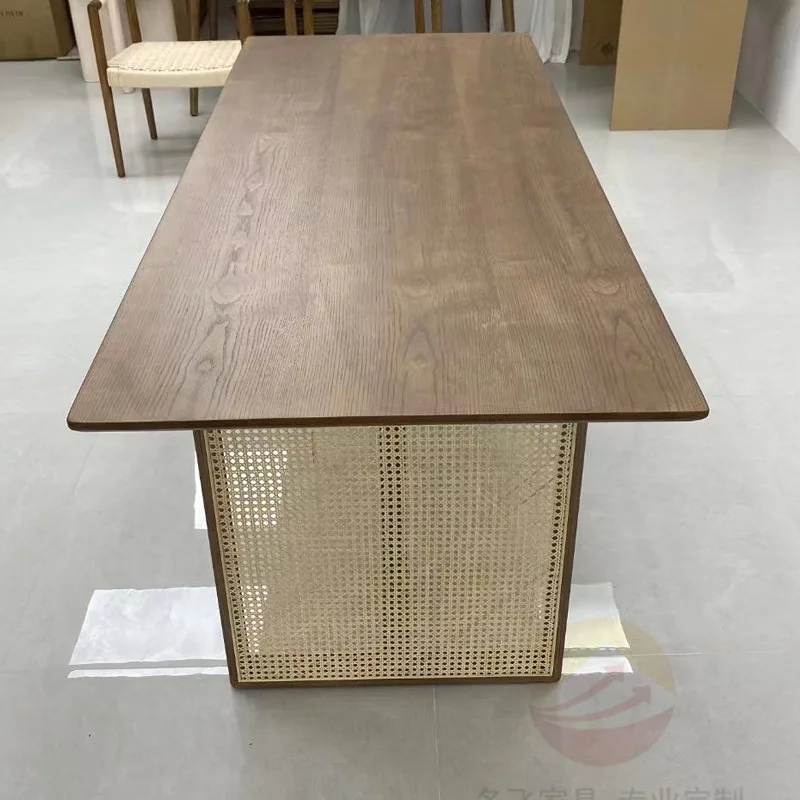 Długi stół Sala czytelnicza Odbiór herbaty Drewniany długi stół Klub biblioteczny Odprawa