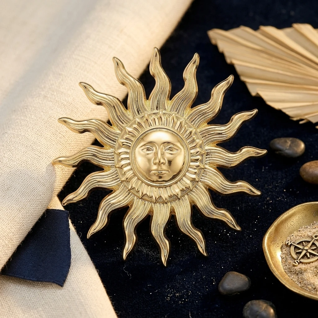 Luxury Glossy Sun Brooches for Women Unisex Wear Creativity Metals Natural Pins Badges Casual Party Banquets Friends