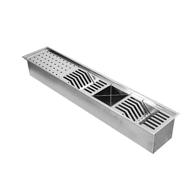 Double bowl rectangular kitchen drain rack, brushed stainless steel, single hole sink type, modern design, under counter