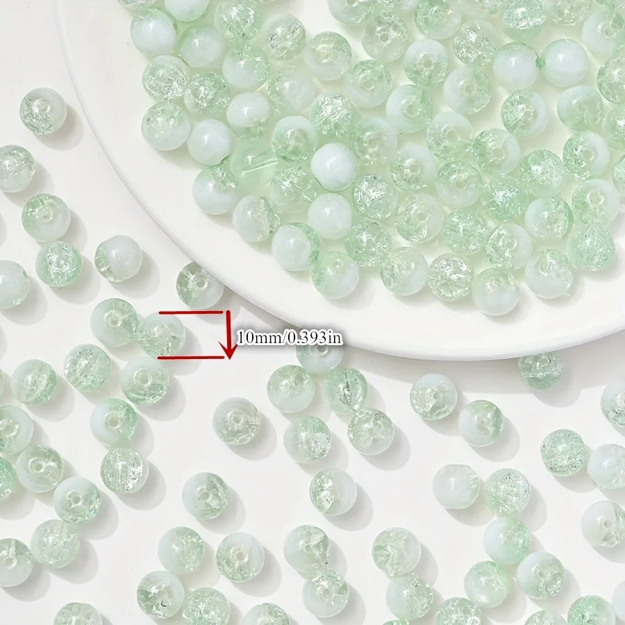 30pcs 10mm Semi-Transparent Jelly Color Glass Beads Round Explosive Pattern for DIY Handmade Bracelet Necklace Jewelry Making