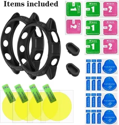 Watch Screen Protector (4+2+2) for Garmin Forerunner 965,Tempered Glass Film Anti-Scratch and Soft TPU Protective Case