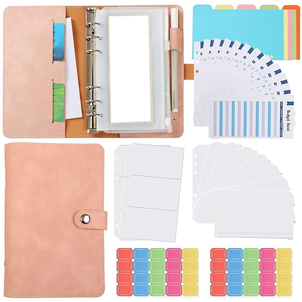 

Binder Pockets A6 with Binder Cover, Budget Binder with Cash Envelopes Colorful Separator Label Budget Sheets A