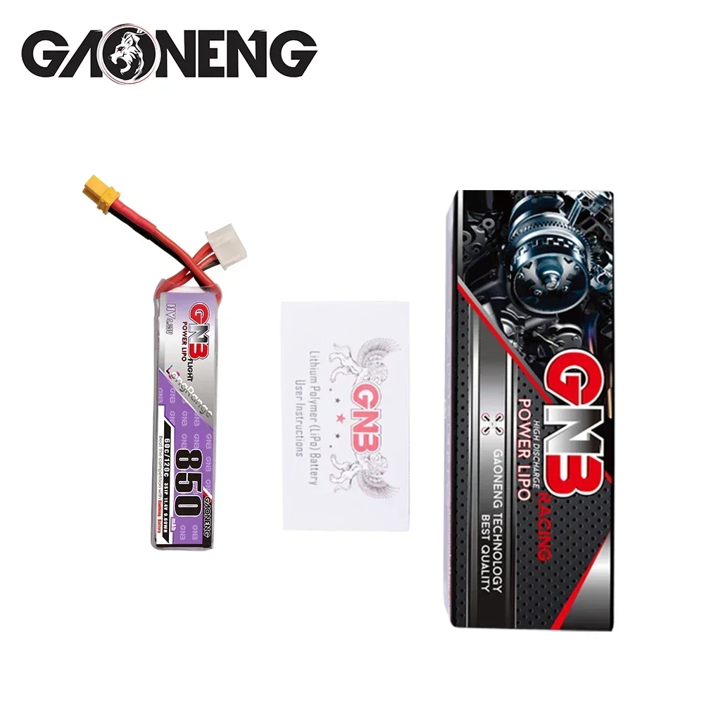 1/2 pçs gaoneng gnb 850mah 3s 11.4v 60c/120c hv lipo bateria xt30 plug para fpv racing drone 4 eixos uav quadcopter rc drone peças