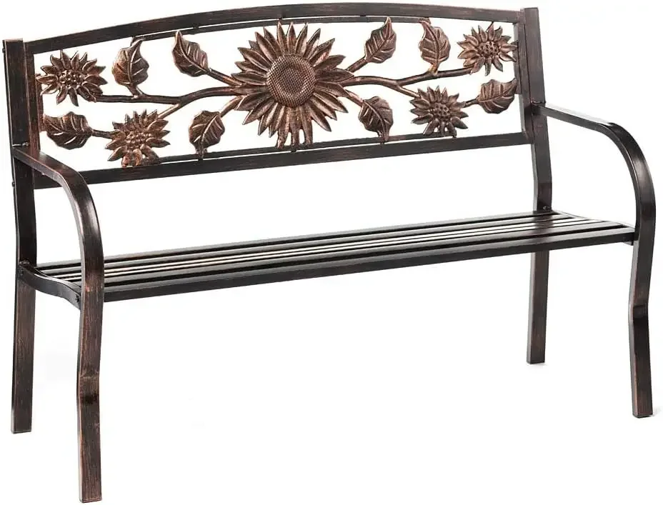 

Plow & Hearth Weatherproof Outdoor Bench | Holds Up to 300 lbs | Garden Patio Porch Park Deck Metal Bronze