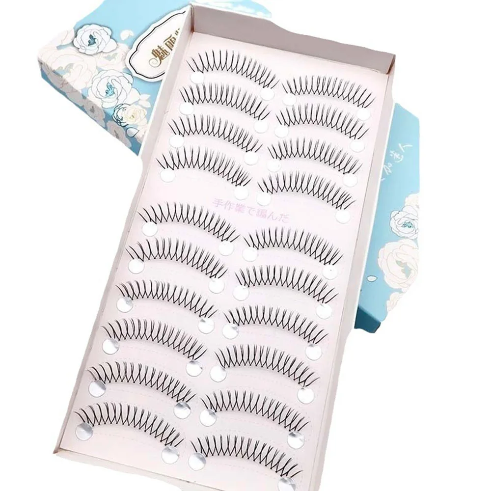 10 Pairs Korean U-shaped False Eyelashes Natural 3D Lashes Faux Mink Lashes Transparent Stem Lash Extension Natural Wispy Lashes