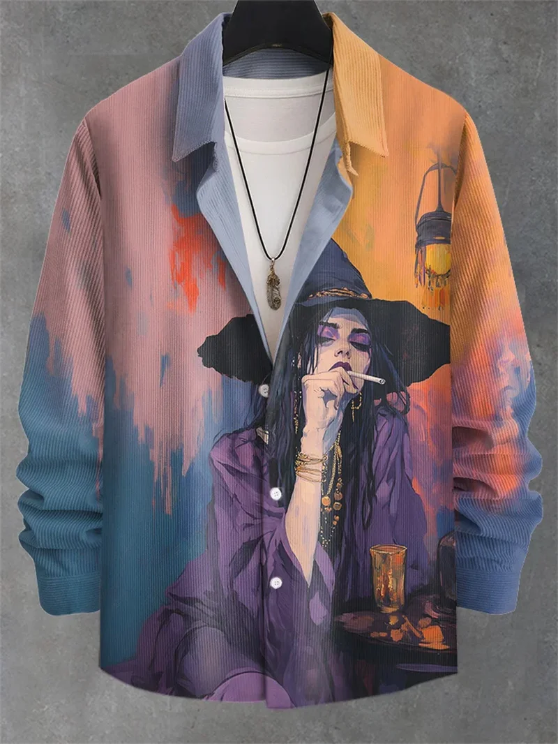 

Men's Linen Cute Cat Printed Casual Shirt 3D Animal Printed Classic Long Sleeve Fashion Hawaiian Men's Shirt Top