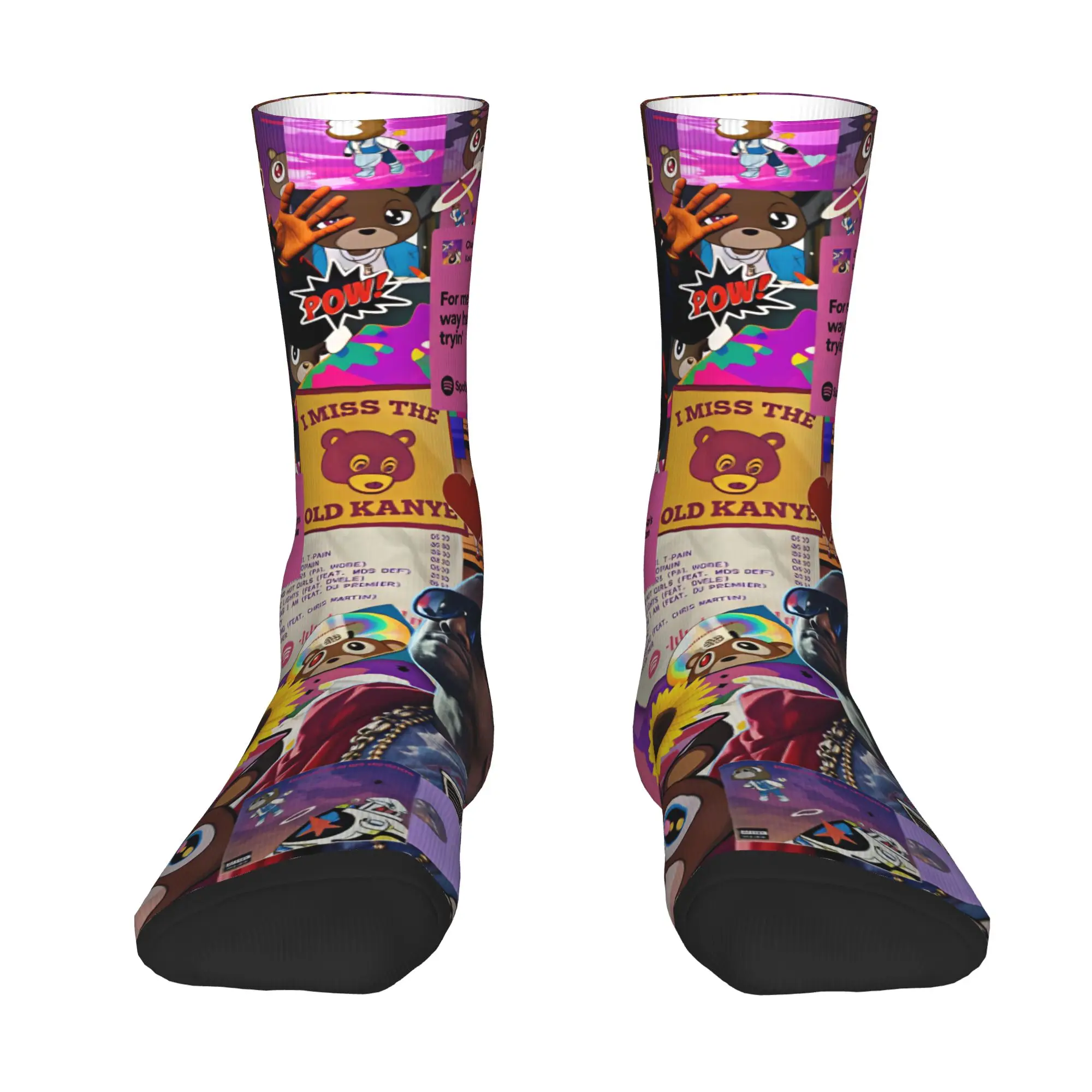 Harajuku K-Kanye W-West Rapper Singer Socks Women Men Warm 3D Printed  Sports Basketball Socks
