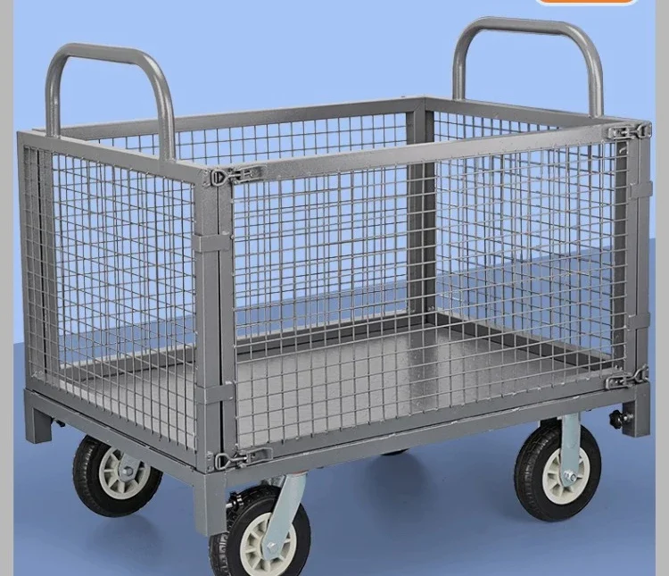 

Fence handcart cart, handling cart, picking truck with guardrail, flatbed truck, pushing truck, pulling goods, setting up stalls