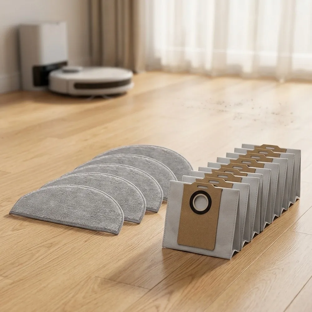 Microfiber-Based Mop Cloth and Dust Bag Kit for MONSGA for MAX Robot Vacuum Designed for Repeated Use and Reliable Performance