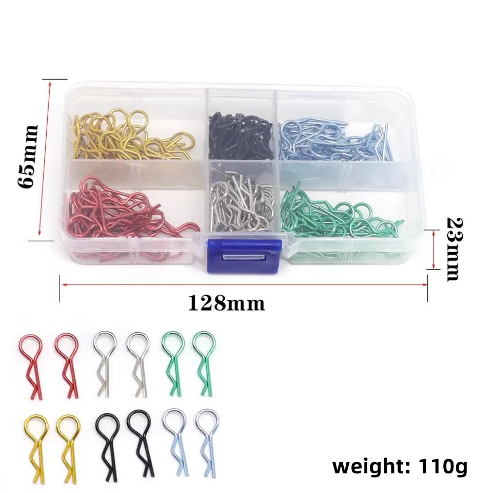 180PCS RC Car Metal Body Shell Clips R Shape Pins Tool Box for TRX TRX4 1/10 1/12 Buggy Rock Crawler Models