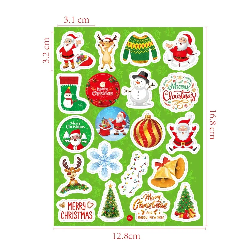 160pcs/set Christmas Stickers Holography Shiny Party Stickers Waterproof Vinyl Self-adhesive Sticker Christmas Party Supplies