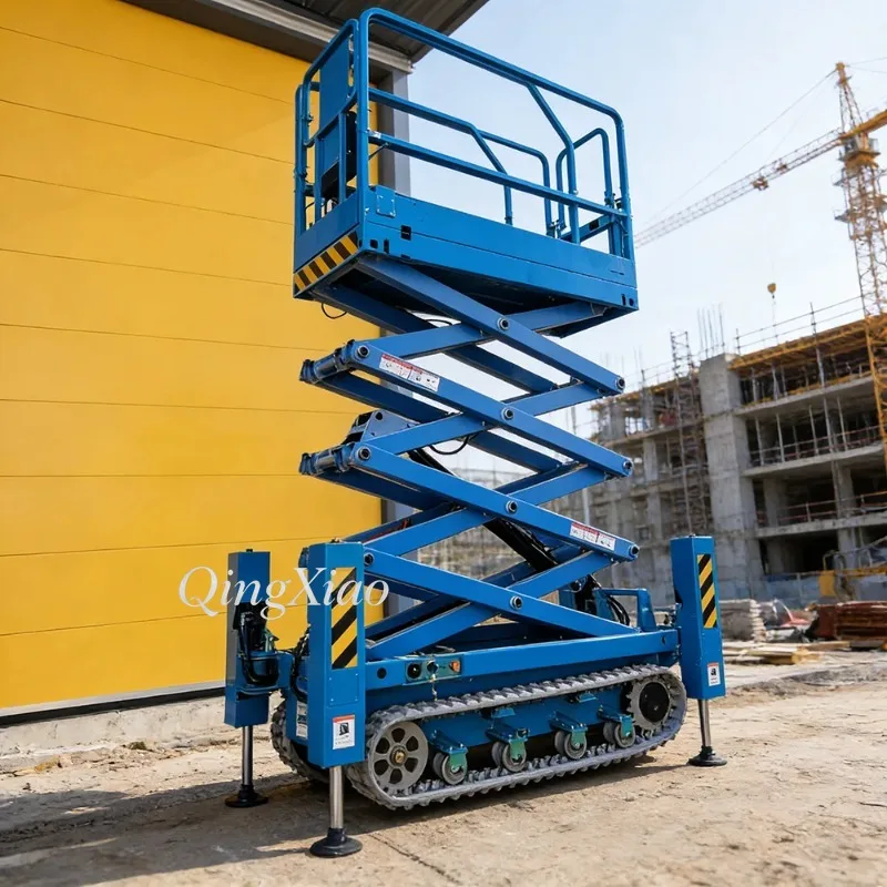 FOB Crawler Scissor Lift Table Tracked Aerial Platform Self Propelled 10m Automatic Rough Terrain Heavy Duty Stable Lifting view 2
