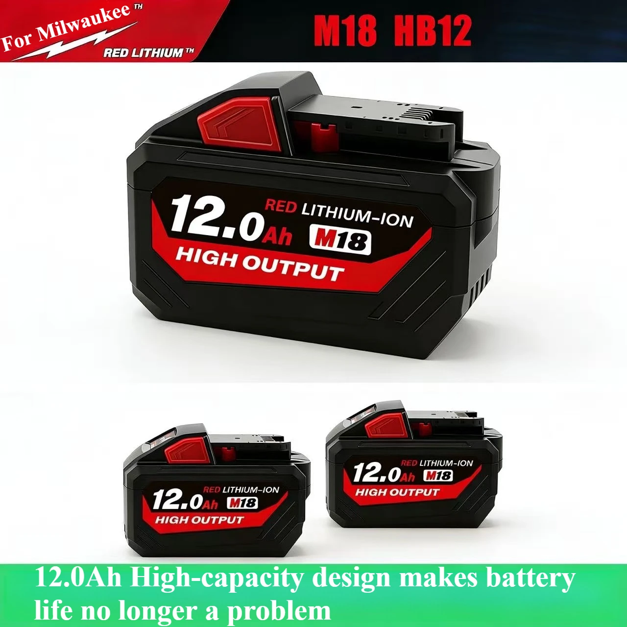 

12.0Ah 18V Fit Milwaukee Battery,M18 - 15-CellsReplacement Milwaukee 21700 Li-ion Rechargeable Battery M18 - 48-11-1815 Model
