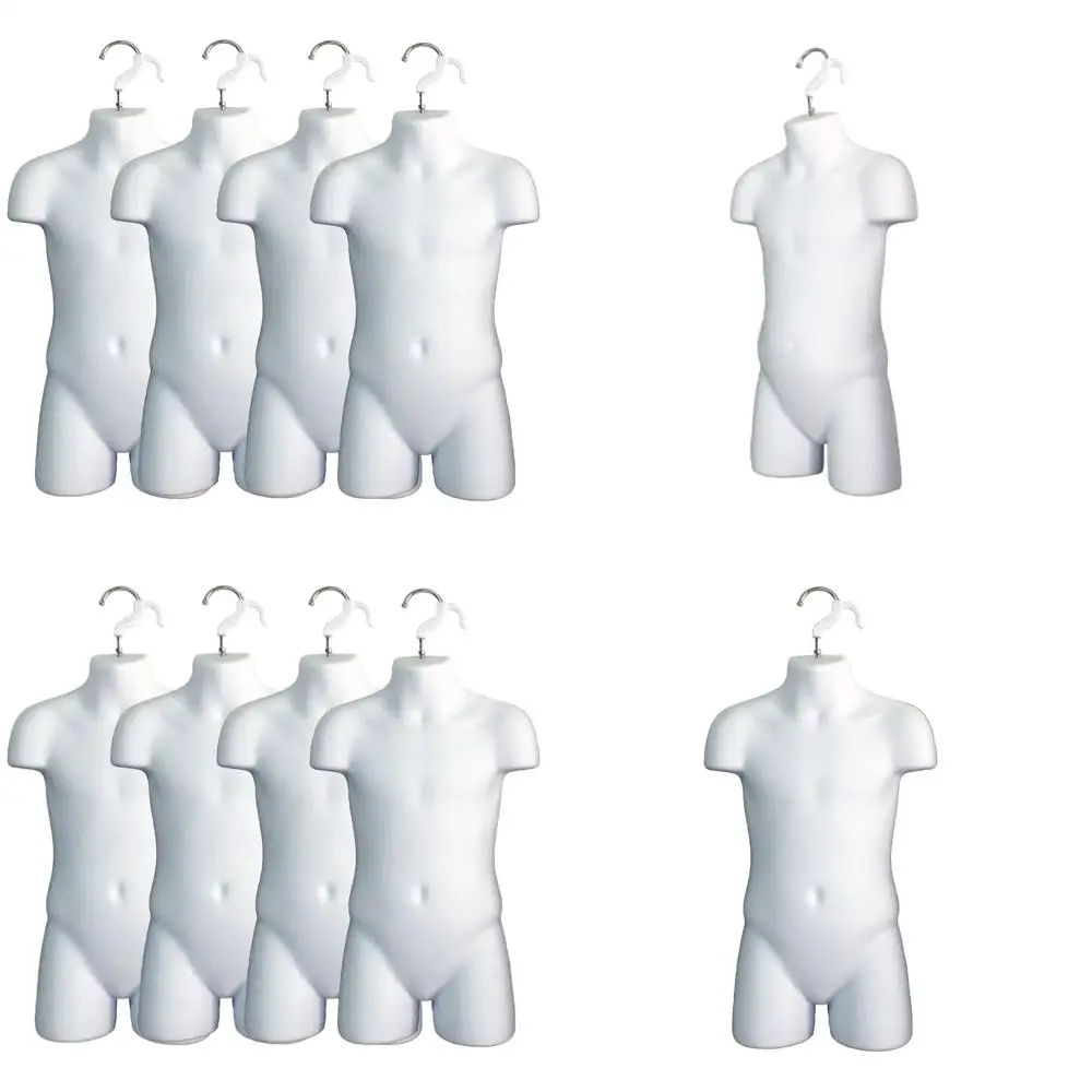 

Stackable White Children's Hollow Back Display Rack with Hanging Hooks, Ideal for T-Shirts, Countertop Use, 5T-7 Size